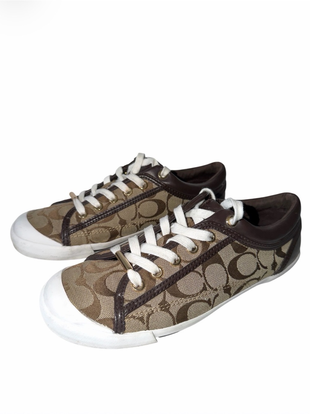 Coach Francesca Signature C Canvas Sneakers Brown Tan Low Top Shoe Sz 9B - Picture 7 of 11